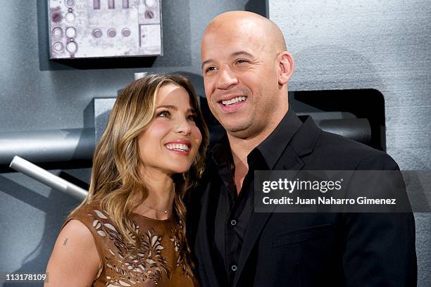 Spanish actress Elsa Pataky and American actor Vin Diesel attend a 'Fast & Furious 5' photocall at Hotel Santo Mauro on April 26, 2011 in Madrid,...