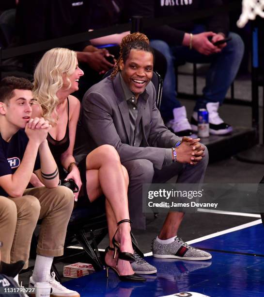 Latrell Sprewell attends Utah Jazz v New York Knicks game at Madison Square Garden on March 20, 2019 in New York City.