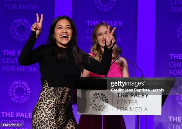 Gina Rodriguez attends the Paley Center For Media's 2019 PaleyFest LA - "Jane The Virgin" and "Crazy Ex-Girlfriend": The Farewell Seasons held at the...