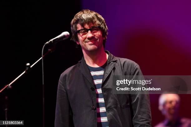 Musician Graham Coxon, founding member of Blur, performs onstage during the Autism Think Tank benefit at The Alex Theatre on February 23, 2019 in...