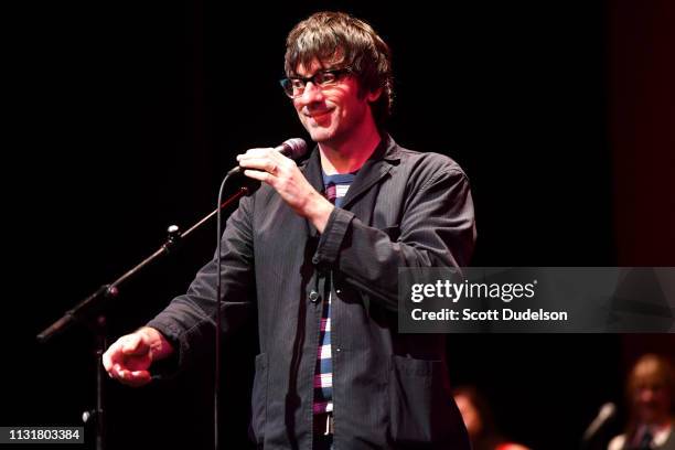 Musician Graham Coxon, founding member of Blur, performs onstage during the Autism Think Tank benefit at The Alex Theatre on February 23, 2019 in...