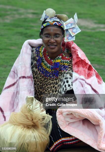 President Jacob Zuma's daughter Duduzile during her uMemulo ceremony at the Zuma homestead in Nkandla on April 21, 2011 in Kwa-Zulu Natal, South...