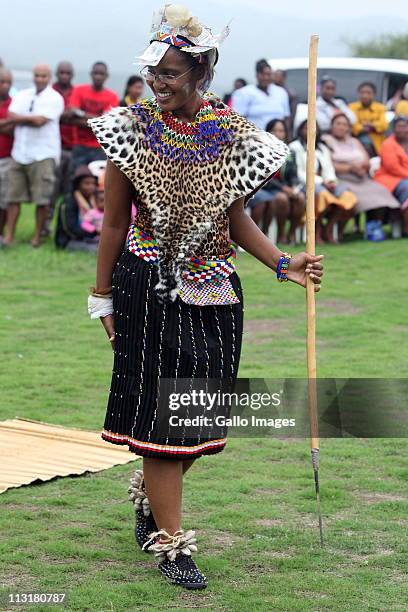 President Jacob Zuma's daughter Duduzile Zuma during her uMemulo ceremony at the Zuma homestead in Nkandla on April 21, 2011 in Kwa-Zulu Natal, South...