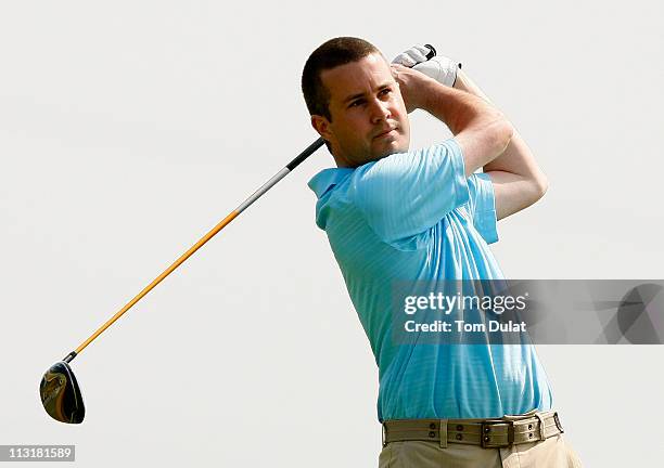 Nicholas Martin of Mullion Golf Club tees off on the 1st hole during the Glenmuir PGA Professional Championship West Regional Qualifier at Celtic...