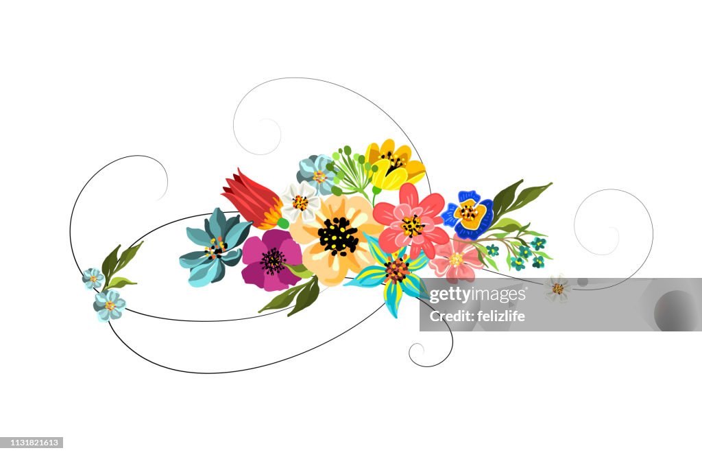 Primavera Ramo De Flores Para El Diseño De Volantes Banners Web Portada  Tarjeta Postal Ilustración de stock - Getty Images