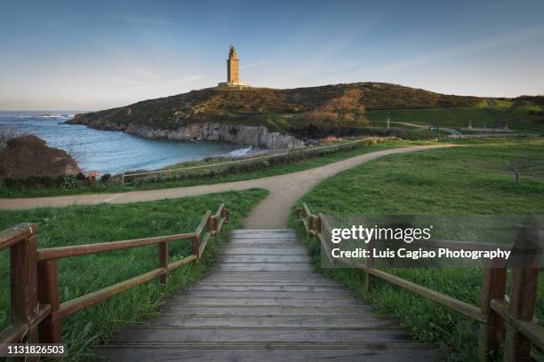 tower of hercules, national monument of spain - a coruna stock-fotos und bilder