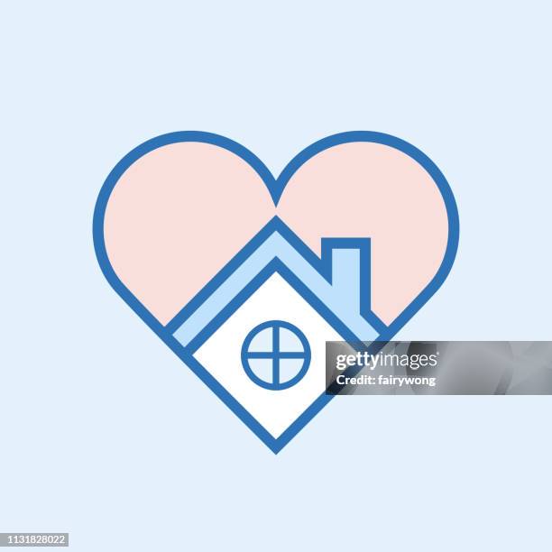 love home icon - flat roof stock illustrations