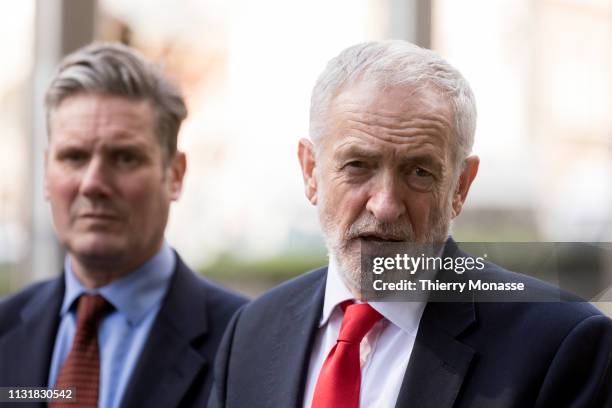 Shadow Secretary of State for Exiting the European Union Sir Keir Starmer KCB QC and the British Labour leader and Leader of the Opposition, Jeremy...