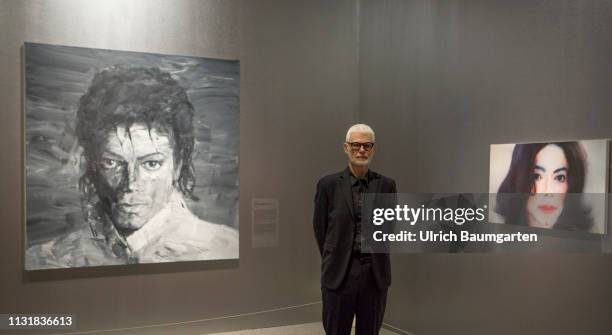 Art and Exhibition Hall in Bonn. Michael Jackson exhibition on the Wall. Rein Wolöfs, director of the Art and Exhibition Hall in front of the...