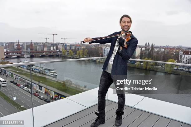 Violinist David Garrett attends a photocall to promote his upcoming concert tour at 260 Grad Rooftop Bar on March 21, 2019 in Berlin, Germany.