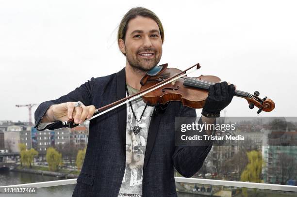 Violinist David Garrett attends a photocall to promote his upcoming concert tour at 260 Grad Rooftop Bar on March 21, 2019 in Berlin, Germany.