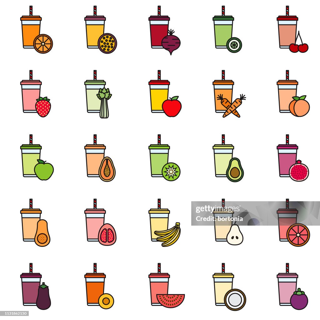 Smoothie Thin Line Icon Sets