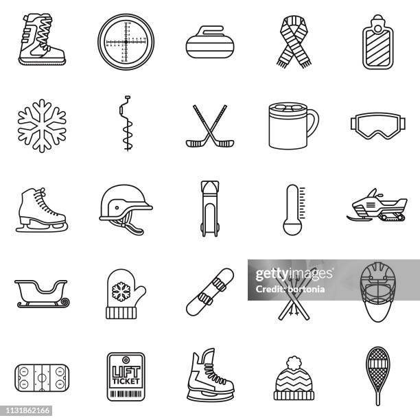 stockillustraties, clipart, cartoons en iconen met winter sport dunne lijn icoon - skibril