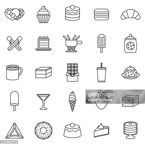 chocolate thin line icon set - chocolate martini stock illustrations