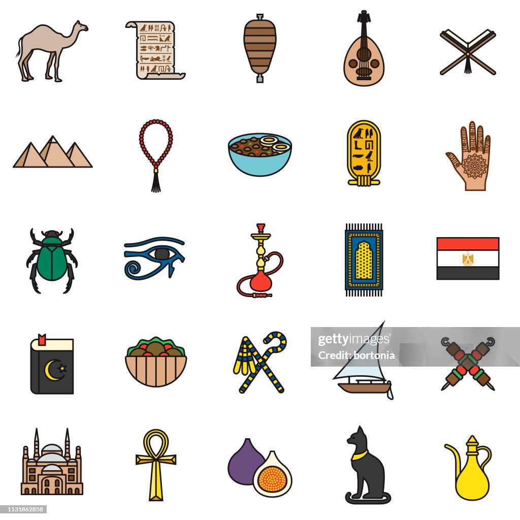 Egypt Thin Line Icon Set