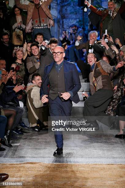 Fashion designer Antonio Marras walks the runway at the Antonio Marras Ready to Wear Fall/Winter 2019-2020 fashion show at Milan Fashion Week...