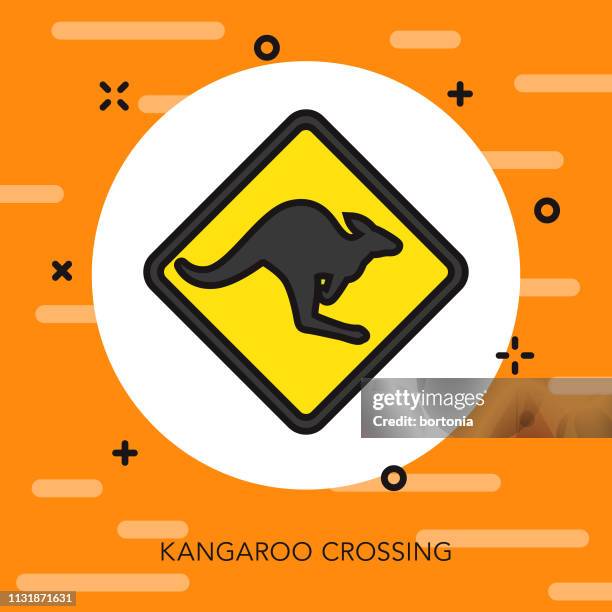 kangaroo crossing australia icon - kangaroo crossing sign stock illustrations