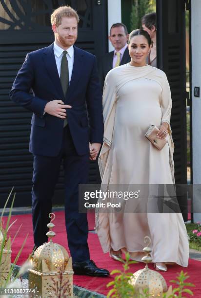 Meghan, Duchess of Sussex and Prince Harry, Duke of Sussex attends a reception hosted by the British Ambassador to Morocco at the British Residence...