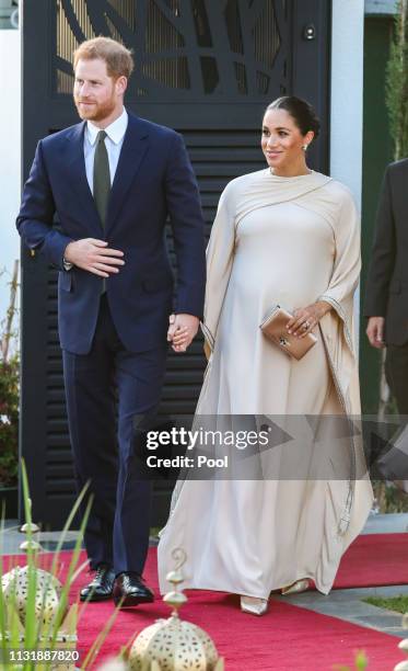 Meghan, Duchess of Sussex and Prince Harry, Duke of Sussex attends a reception hosted by the British Ambassador to Morocco at the British Residence...