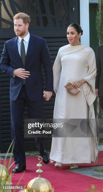 Meghan, Duchess of Sussex and Prince Harry, Duke of Sussex attends a reception hosted by the British Ambassador to Morocco at the British Residence...