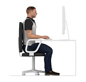 Ergonomics, proper posture to sit and work on office desk
