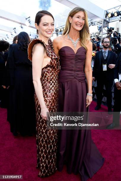 Emma Stone and Laura Dern attend the 91st Annual Academy Awards at Hollywood and Highland on February 24, 2019 in Hollywood, California.