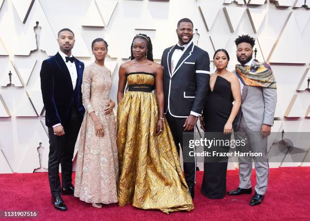 Michael B. Jordan, Letitia Wright, Danai Gurira and Winston Duke attend the 91st Annual Academy Awards at Hollywood and Highland on February 24, 2019...