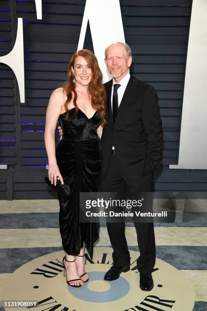 Ron Howard and Paige Howard attend 2019 Vanity Fair Oscar Party Hosted By Radhika Jones at Wallis Annenberg Center for the Performing Arts on...
