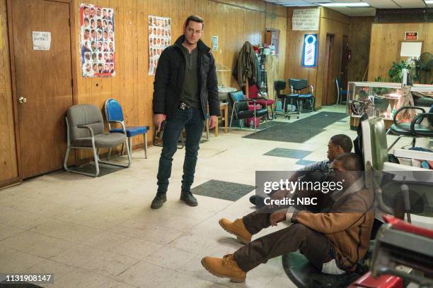 This City" Episode 618 -- Pictured: Jesse Lee Soffer as Det. Jay Halstead, Dre Marquis as Eric Wilson, Rolando Boyce as Eddie Brackton --