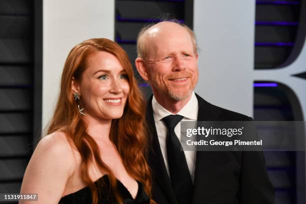 Paige Howard and Ron Howard attend the 2019 Vanity Fair Oscar Party hosted by Radhika Jones at Wallis Annenberg Center for the Performing Arts on...