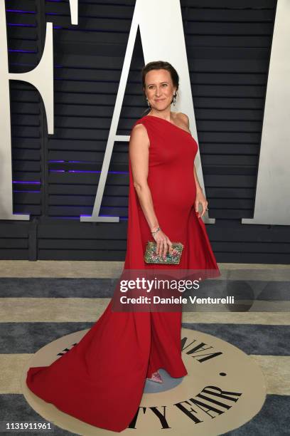 Anne Wojcicki attends 2019 Vanity Fair Oscar Party Hosted By Radhika Jones at Wallis Annenberg Center for the Performing Arts on February 24, 2019 in...