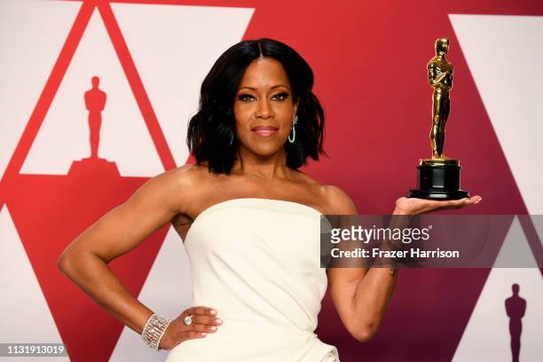 Actor Regina King, winner of the Best Actress in a Supporting Role award for “If Beale Street Could Talk” poses in the press room during at Hollywood...