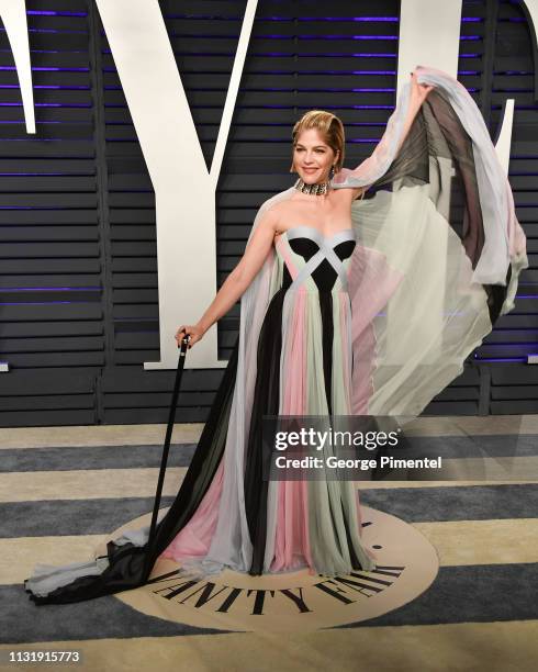 Selma Blair attends the 2019 Vanity Fair Oscar Party hosted by Radhika Jones at Wallis Annenberg Center for the Performing Arts on February 24, 2019...