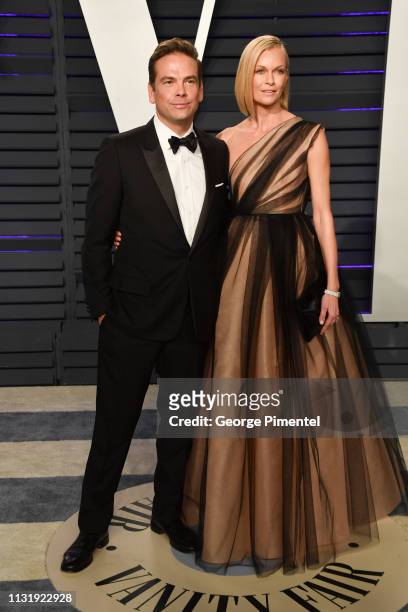 Lachlan Murdoch and Sarah Murdoch attend the 2019 Vanity Fair Oscar Party hosted by Radhika Jones at Wallis Annenberg Center for the Performing Arts...