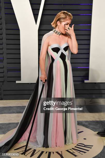 Selma Blair attends the 2019 Vanity Fair Oscar Party hosted by Radhika Jones at Wallis Annenberg Center for the Performing Arts on February 24, 2019...