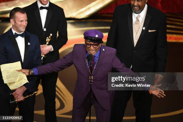 Spike Lee accepts the Adapted Screenplay award for 'BlacKkKlansman' onstage during the 91st Annual Academy Awards at Dolby Theatre on February 24,...