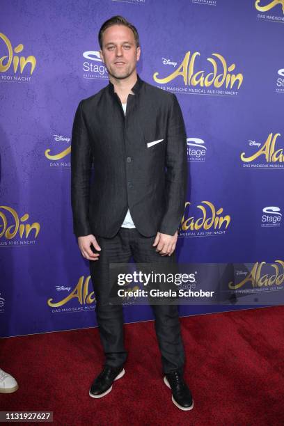 Goal keeper Timo Hildebrand during the premiere of the musical "Aladdin" at Stage Apollo Theater on March 21, 2019 in Stuttgart, Germany.