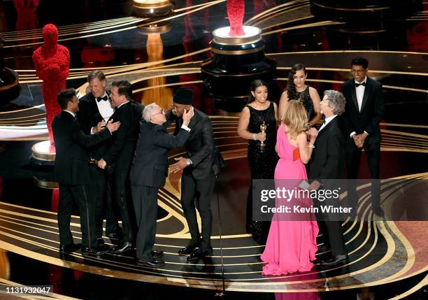 Cast and crew of 'Green Book' accept the Best Picture award onstage during the 91st Annual Academy Awards at Dolby Theatre on February 24, 2019 in...