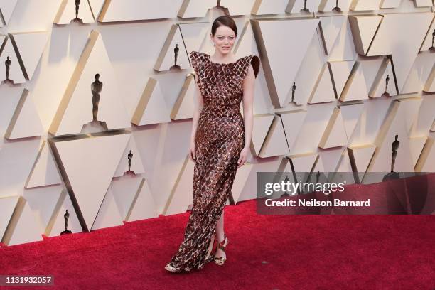 Emma Stone attends the 91st Annual Academy Awards - Arrivals at Hollywood and Highland on February 24, 2019 in Hollywood, California.