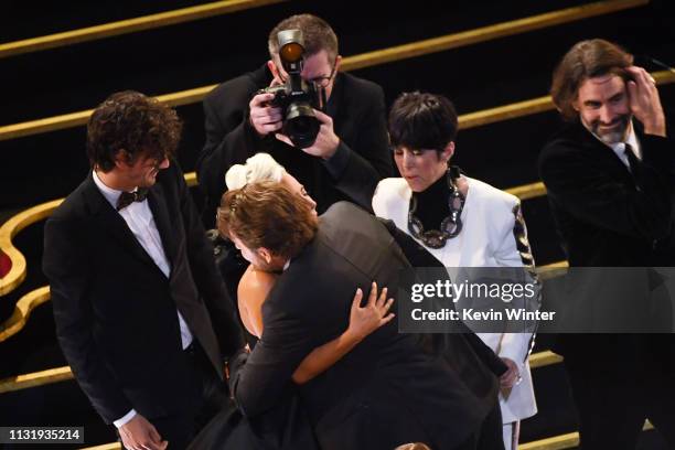 Lady Gaga, Bradley Cooper, and Diane Warren during the 91st Annual Academy Awards at Dolby Theatre on February 24, 2019 in Hollywood, California.