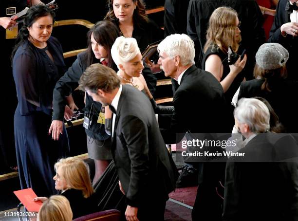 Lady Gaga, Bradley Cooper and Sam Elliott during the 91st Annual Academy Awards at Dolby Theatre on February 24, 2019 in Hollywood, California.