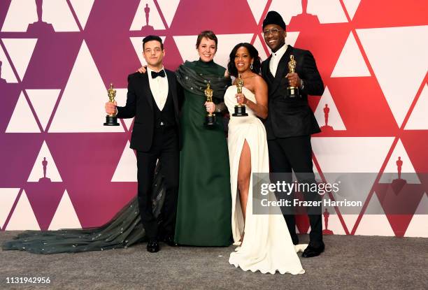 Rami Malek, winner of Best Actor for "Bohemian Rhapsody"; Olivia Colman, winner of Best Actress for "The Favourite"; Regina King, winner of Best...