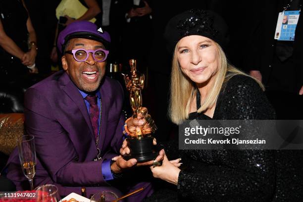 Spike Lee, winner of Adapted Screenplay for ''BlacKkKlansman,' and Barbra Streisand attend the 91st Annual Academy Awards Governors Ball at Hollywood...
