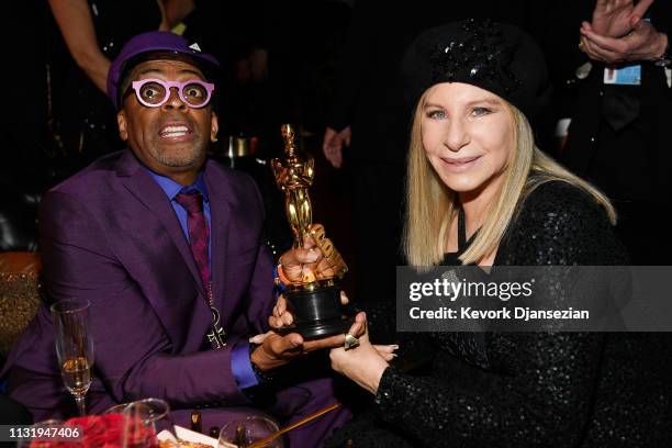 Spike Lee, winner of Adapted Screenplay for ''BlacKkKlansman,' and Barbra Streisand attend the 91st Annual Academy Awards Governors Ball at Hollywood...