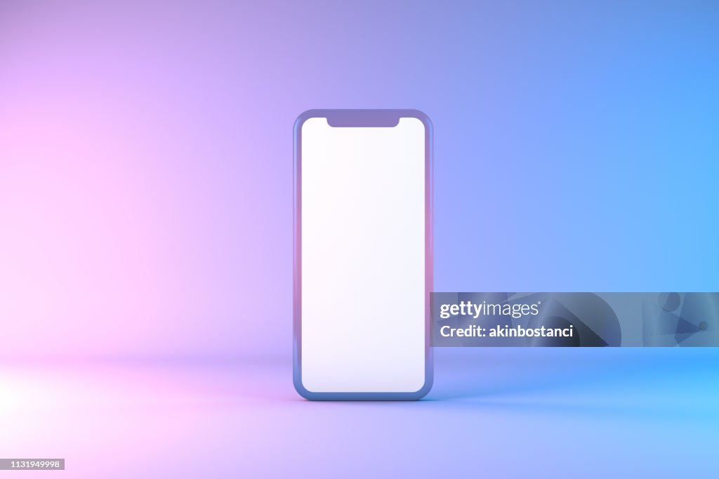 Smartphone Mobile Application Presentation Mockup Neon Colored