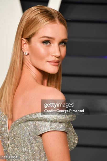 Rosie Huntington-Whiteley attends the 2019 Vanity Fair Oscar Party hosted by Radhika Jones at Wallis Annenberg Center for the Performing Arts on...