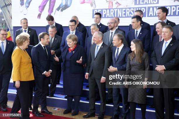 Finland's Prime minister Juha Sipila, Germany's Chancellor Angela Merkel, France's President Emmanuel Macron, Norway's Prime Minister Erna Solberg,...