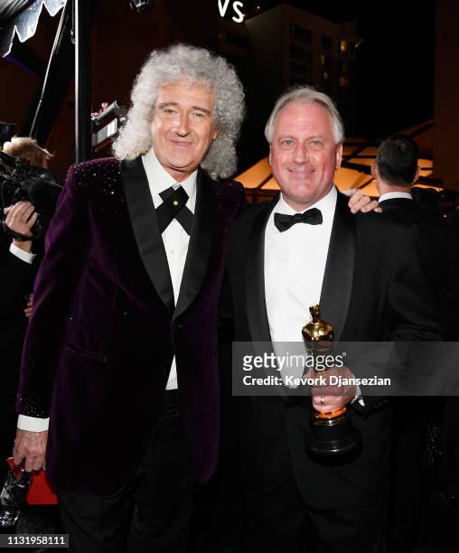 Brian May and Best Sound Mixing winner for 'Bohemian Rhapsody' Paul Massey attend the 91st Annual Academy Awards Governors Ball at Hollywood and...