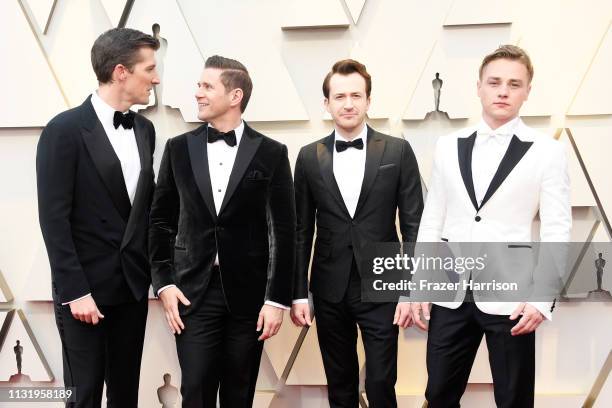 Gwilym Lee, Allen Leech, Joseph Mazzello, and Ben Hardy attend the 91st Annual Academy Awards at Hollywood and Highland on February 24, 2019 in...