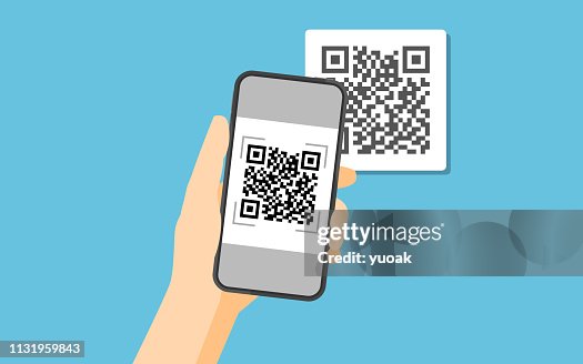 Hand holding smartphone to scan QR code on paper for detail Hand holding smartphone to scan QR code on paper for detail